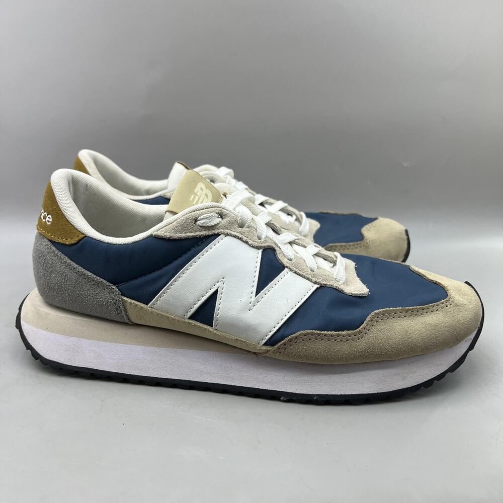 New Balance 237 Running Shoes Men Size 10 D Blue Tan Suede Comfort Low Sneakers